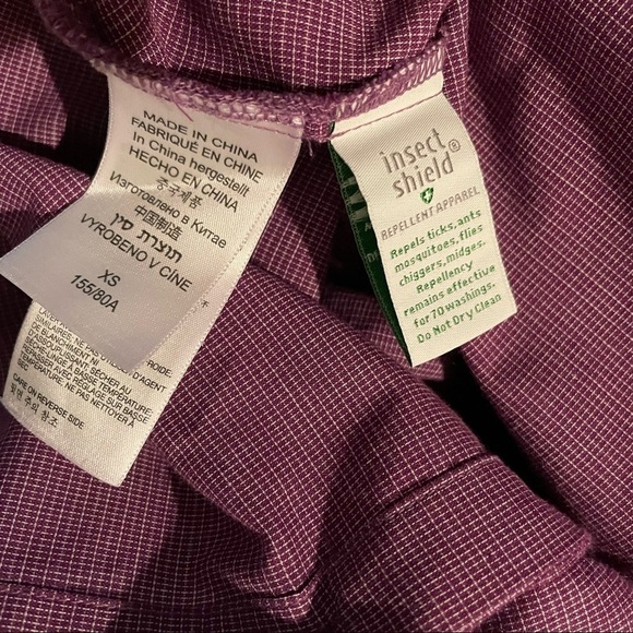 Insect Repellent Purple Long Sleeve Slit Button Down - Picture 9 of 12